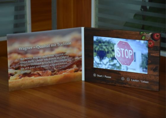 Buen precio 2018 nuevo estilo de bienes de consumo estrategia de marketing con impresión de pantalla LCD de 7 pulgadas folletos de vídeo correo tft video folleto en línea