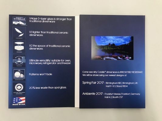 Buen precio Tarjeta de invitación en video de papel con pantalla LCD de 4.3 pulgadas, tarjeta de felicitación en video para promoción en línea